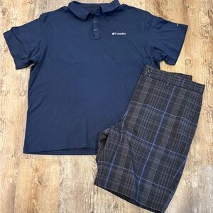 Columbia polo size extra large & Kirkland plaid shorts size 38 Men’s